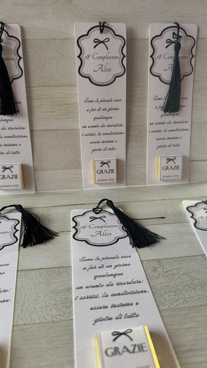 Segnaposto Diciottesimo - Segnalibro con Cioccolatini Personalizzati