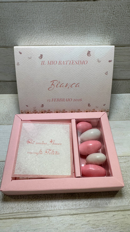 Bomboniera Battesimo – Cofanetto a Scorrimento con Cuore in Gesso Profumato