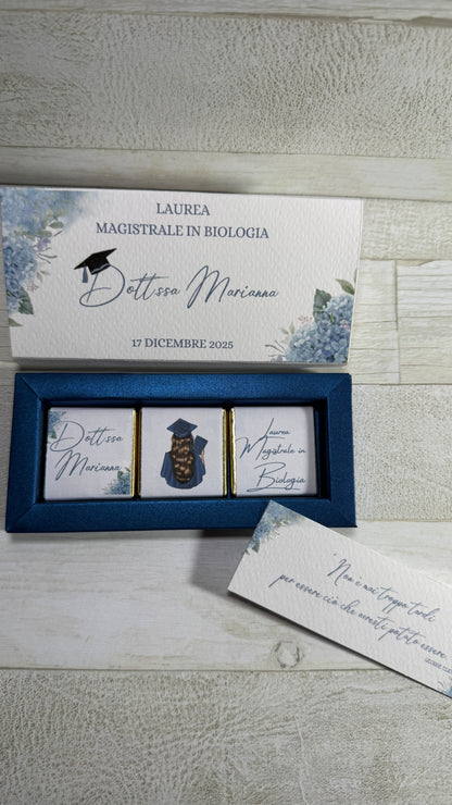 Cioccolatini Laurea – Cofanetto a Scorrimento Personalizzabile (33 × 33 mm)