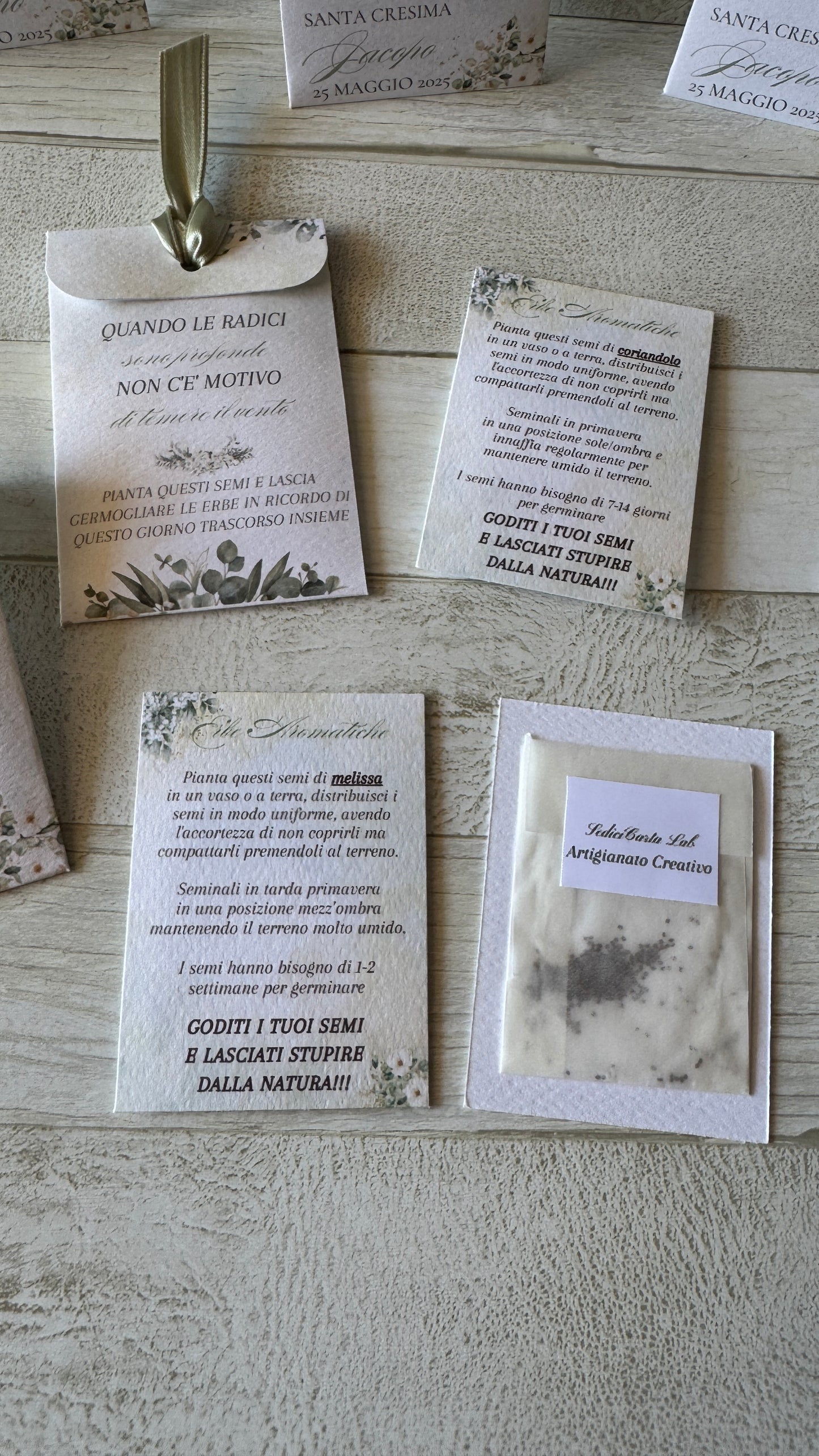 Segnaposto Comunione e Cresima – Bustina con Semi "Erbe Aromatiche" Personalizzata