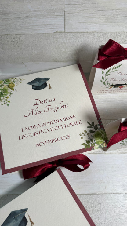 Bomboniera Laurea con Cuore Fiori Profumato in Cera di Soia – Cofanetto a Libro