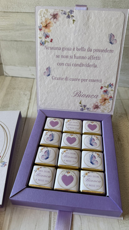 Scatola con cioccolatini personalizzabile - 25x25mm