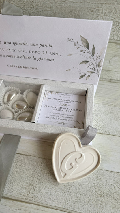 Bomboniera Nozze con Cuore in Gesso Profumato - Cofanetto a Libro