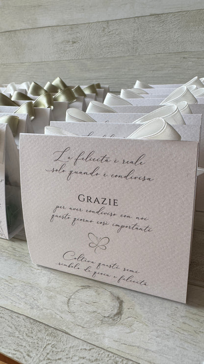 Porta confetti Nozze con Bustina Semi Prato Fiorito e aforisma - Personalizzabile