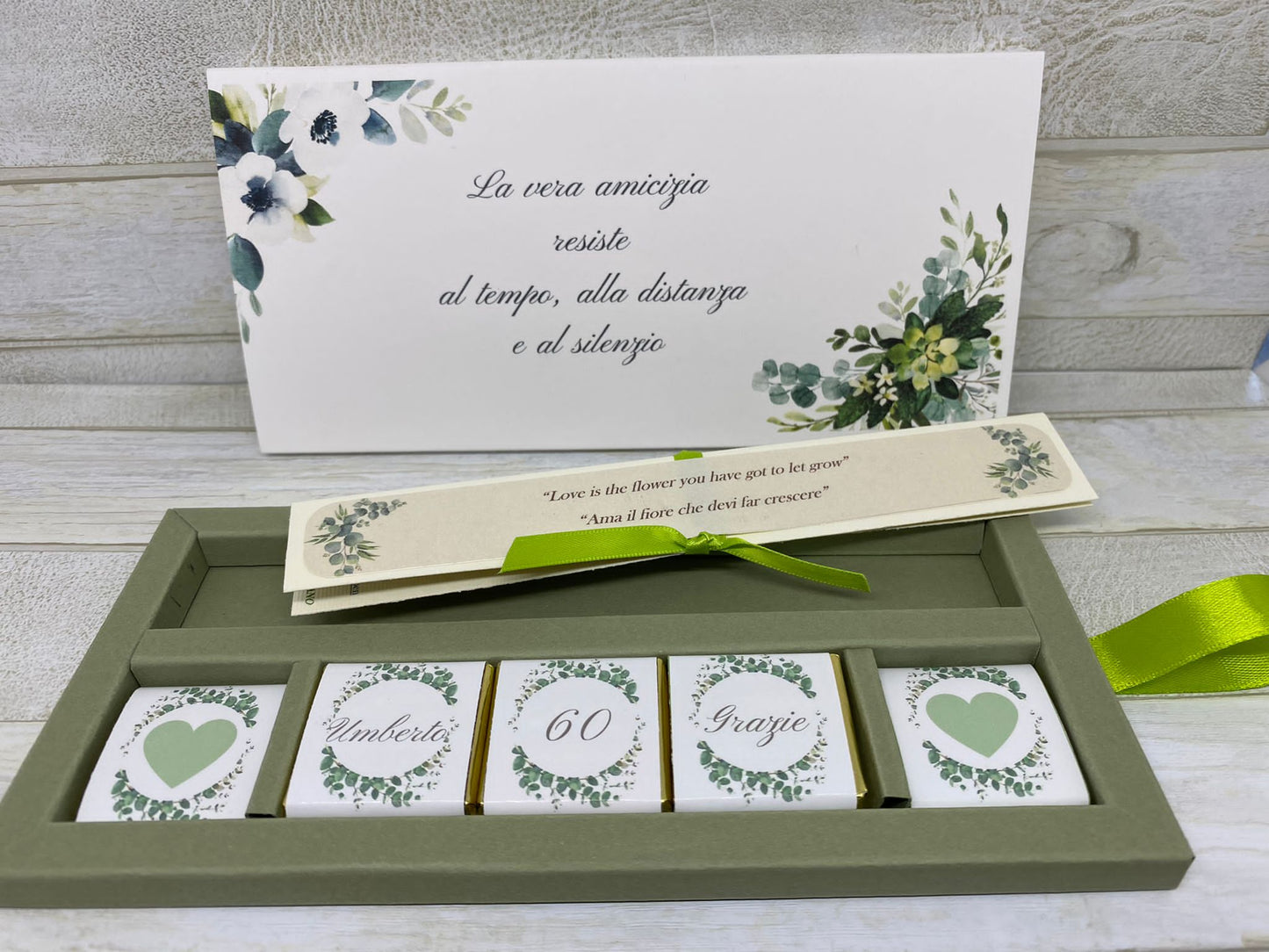 Cofanetto regalo Compleanno con cioccolatini personalizzati e matita seminabile