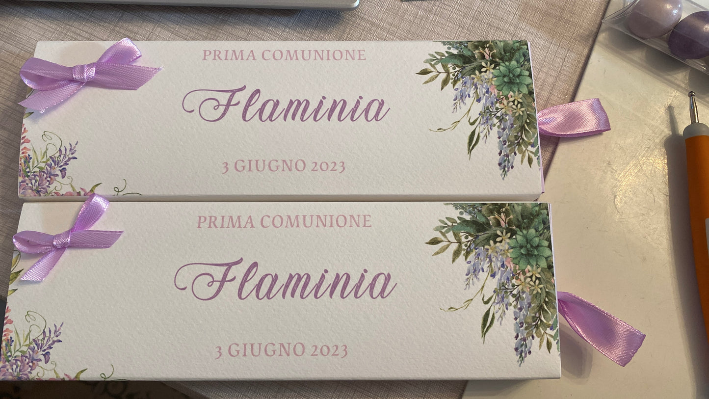 Cofanetto regalo personalizzato per Comunione-Cresima con Matita Seminabile e Confetti