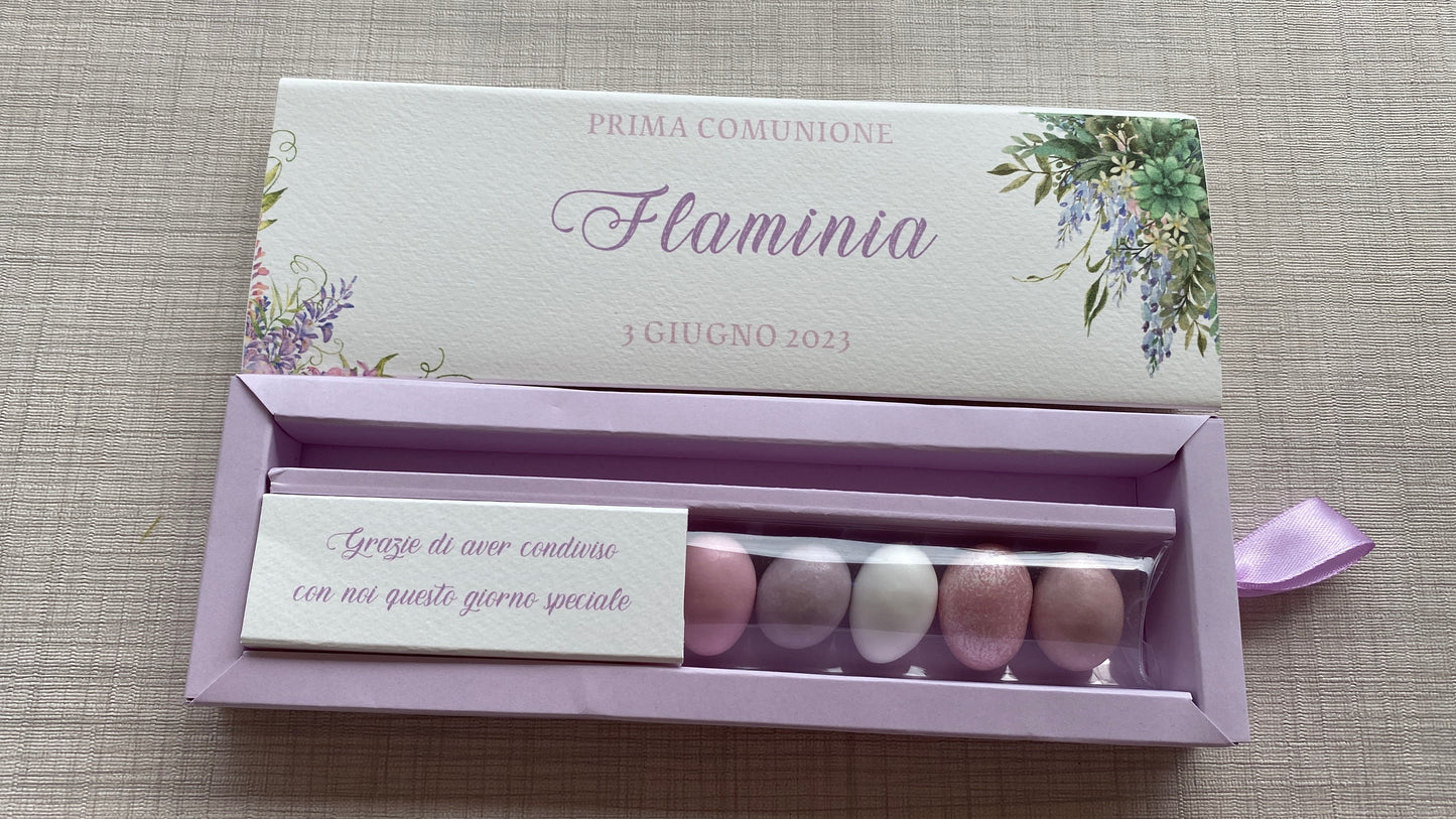Cofanetto regalo personalizzato per Comunione-Cresima con Matita Seminabile e Confetti