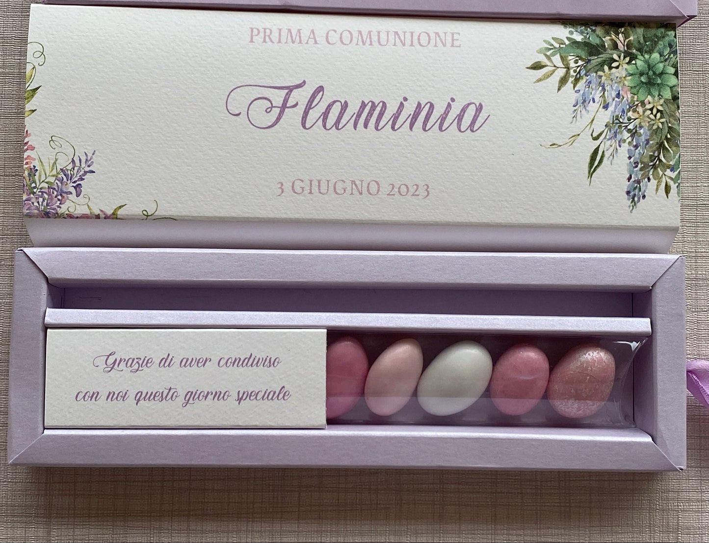Cofanetto regalo personalizzato per Comunione-Cresima con Matita Seminabile e Confetti