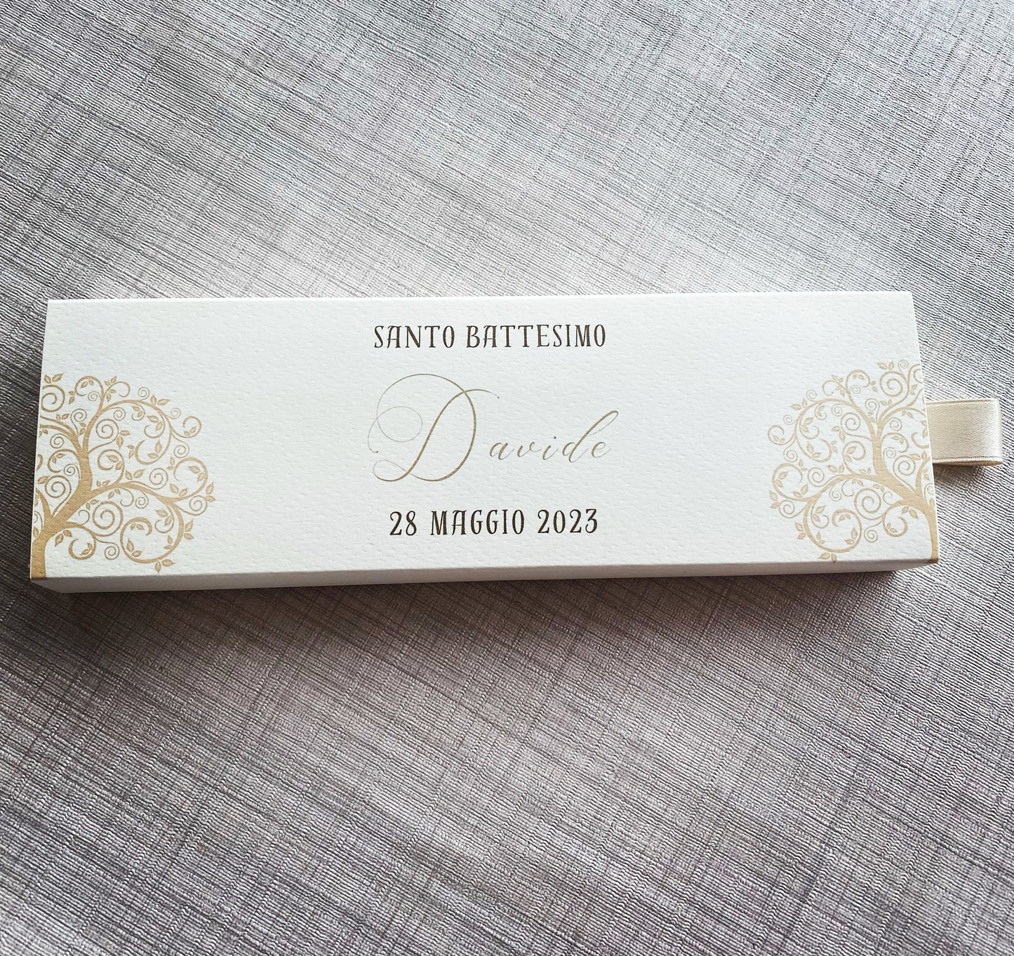 Cofanetto regalo personalizzato per Battesimo porta matita