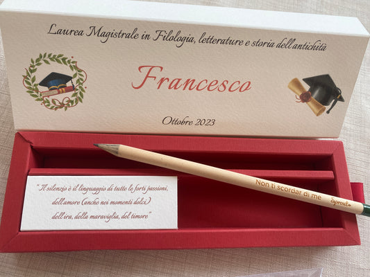 Cofanetto regalo personalizzato per Laurea con Matita Seminabile