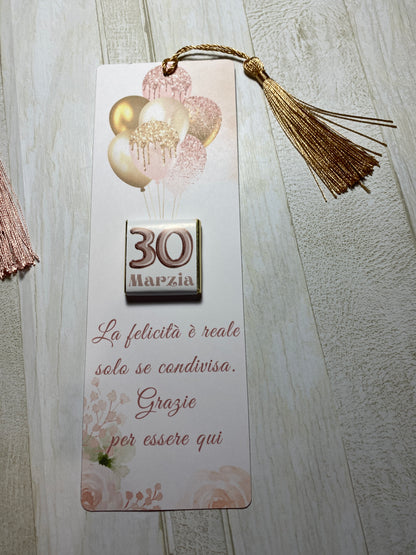 Segnaposto Compleanno - Segnalibro con Cioccolatini Personalizzati