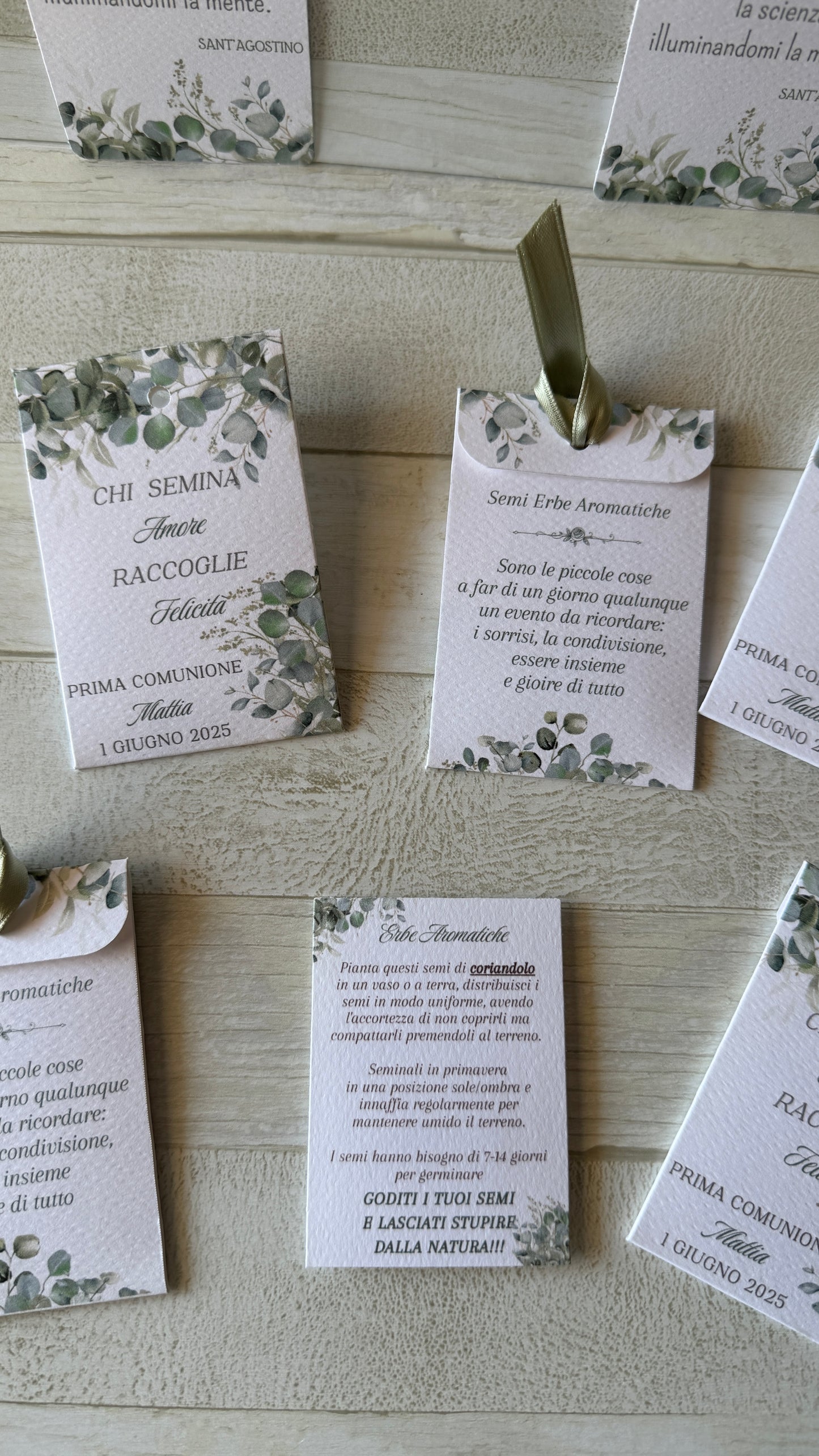 Segnaposto Comunione e Cresima – Bustina con Semi "Erbe Aromatiche" Personalizzata