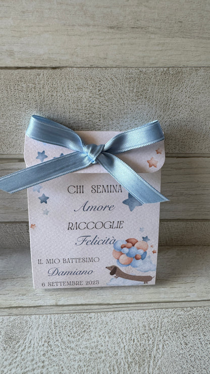 Porta confetti Battesimo – Bustina Semi “Prato Fiorito” Aperta ai Lati