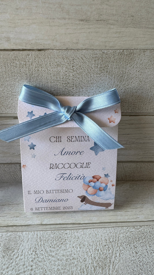Segnaposto Battesimo e Nascita - Bustina Aperta Semi Lavanda o Girasole