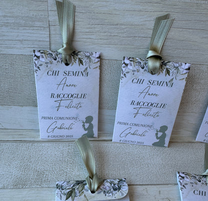 Segnaposto in bustina personalizzata con semi "Fiori" - specifici su richiesta