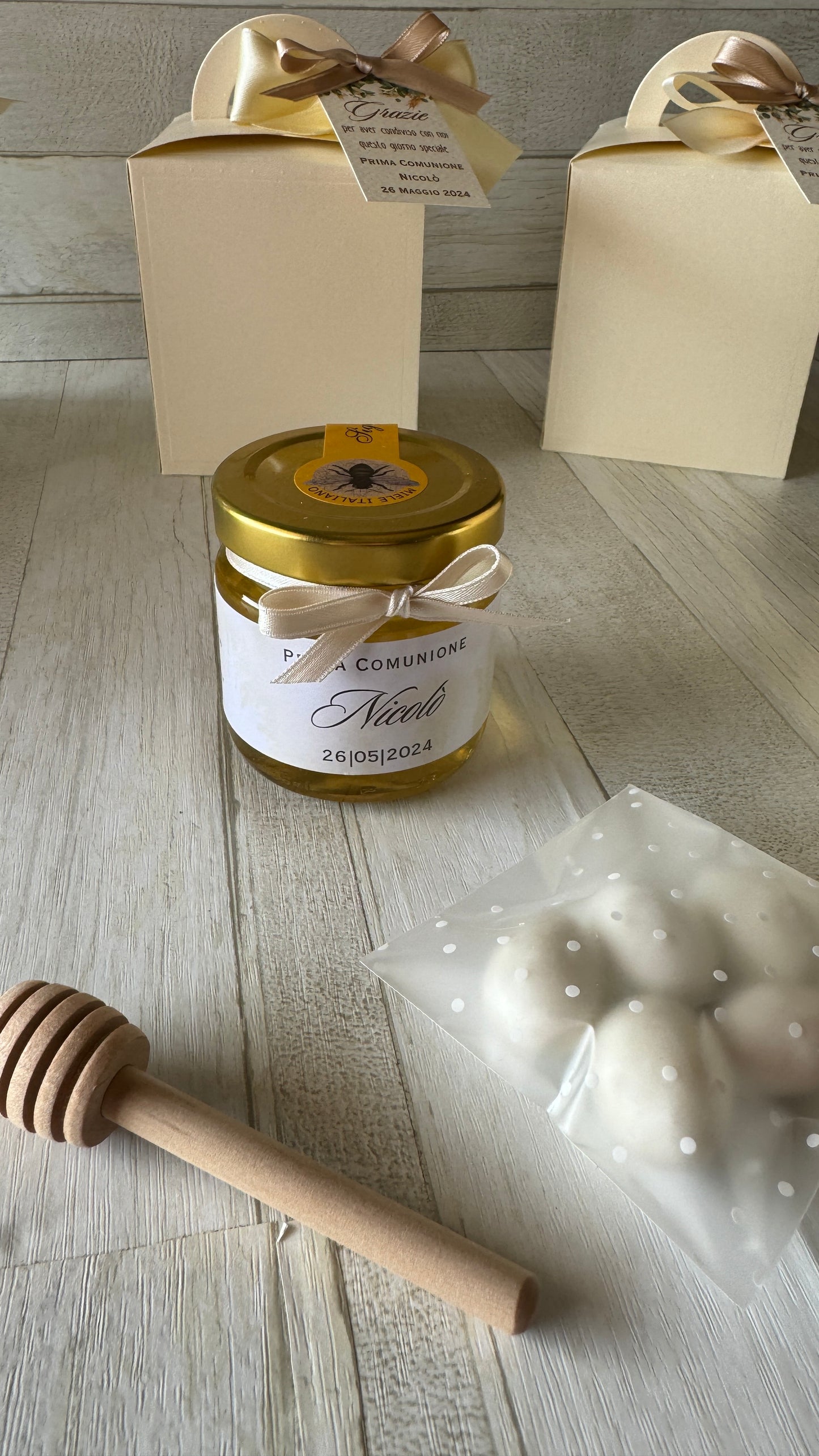 Bomboniera Comunione e Cresima con Vasetto di Miele 120 g – Box stile “Lanterna”