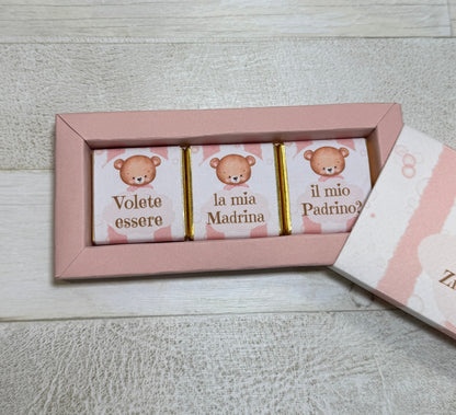 Cioccolatini Battesimo – Cofanetto a Scorrimento Personalizzabile (33 × 33 mm)