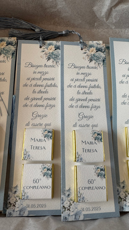 Segnaposto Compleanno - Segnalibro con Cioccolatini Personalizzati