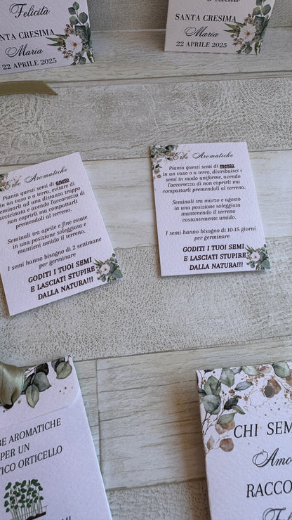 Segnaposto in bustina personalizzata con semi "Erbe Aromatiche"