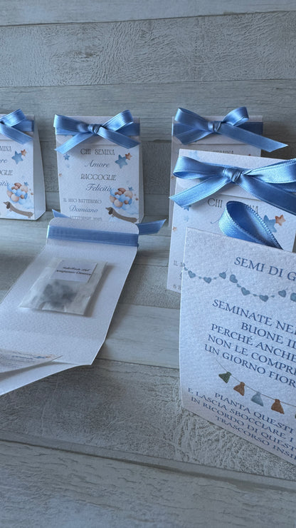 Porta confetti Battesimo – Bustina Semi “Prato Fiorito” Aperta ai Lati