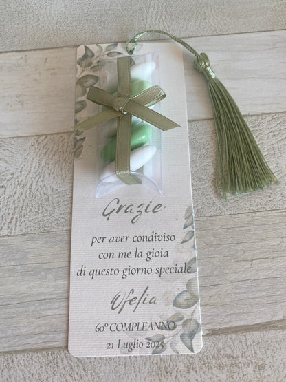 Segnaposto a segnalibro con confetti personalizzabile