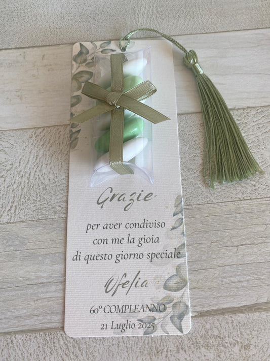 Segnaposto a segnalibro con confetti personalizzabile