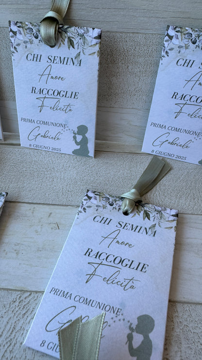 Segnaposto in bustina personalizzata con semi "Fiori" - specifici su richiesta