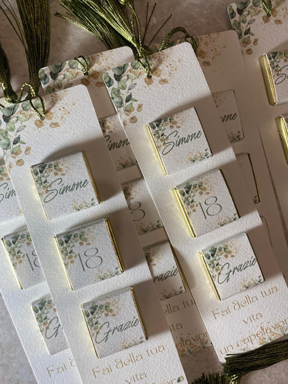 Segnaposto Diciottesimo - Segnalibro con Cioccolatini Personalizzati
