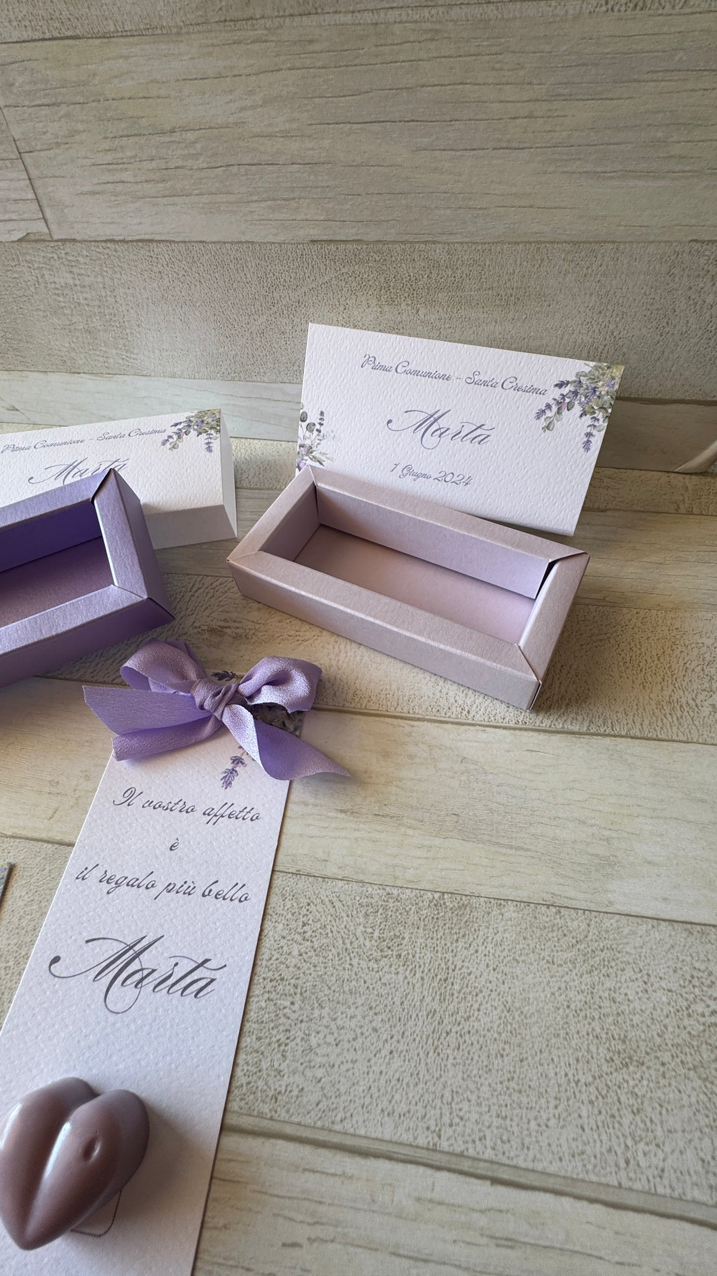 Porta confetti Comunione e Cresima – Cofanetto a scorrimento degustazione personalizzabile (9 confetti)