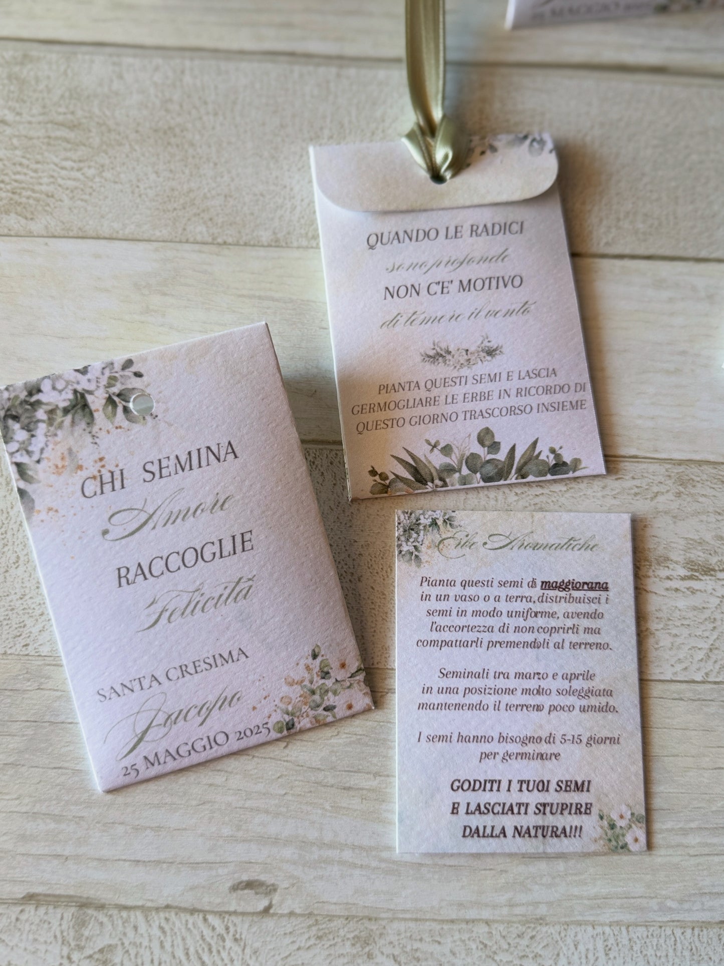 Segnaposto Comunione e Cresima – Bustina con Semi "Erbe Aromatiche" Personalizzata