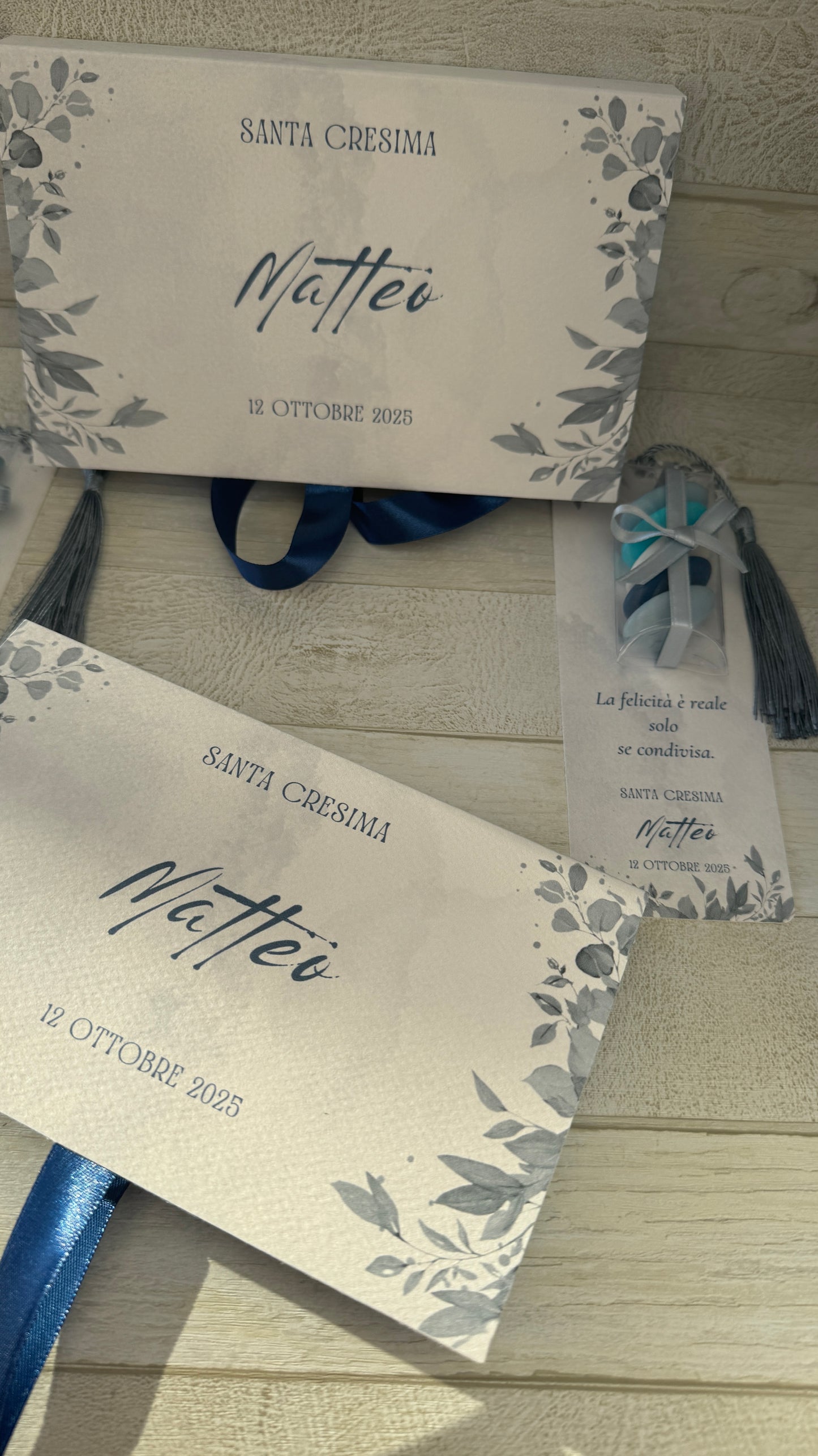 Bomboniera Comunione e Cresima – Cofanetto a Libro con Set di 3 Spezie