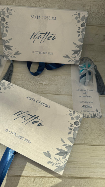 Bomboniera Comunione e Cresima – Cofanetto a Libro con Set di 3 Spezie
