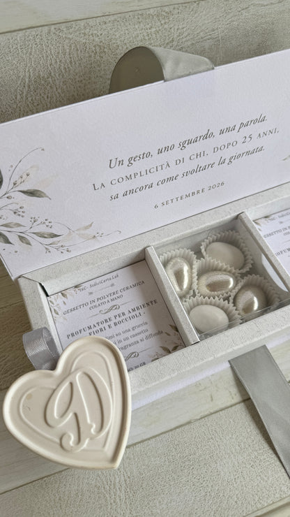 Bomboniera Nozze con Cuore in Gesso Profumato - Cofanetto a Libro