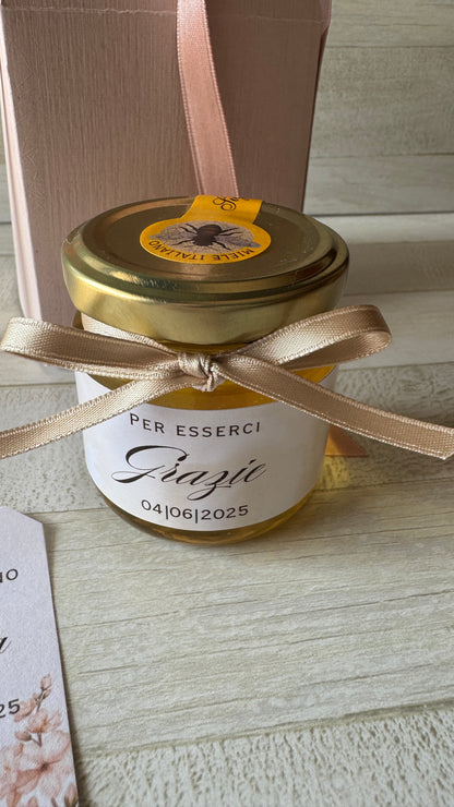 Bomboniera Compleanno con Vasetto di Miele 120 g – Box stile “Lanterna”