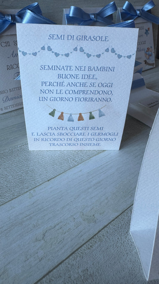 Segnaposto Battesimo e Nascita - Bustina Aperta Semi Lavanda o Girasole