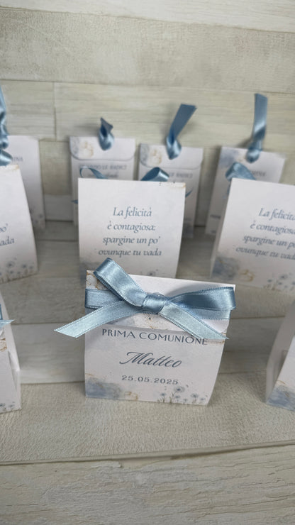 Porta confetti a bustina personalizzata Comunione & Cresima