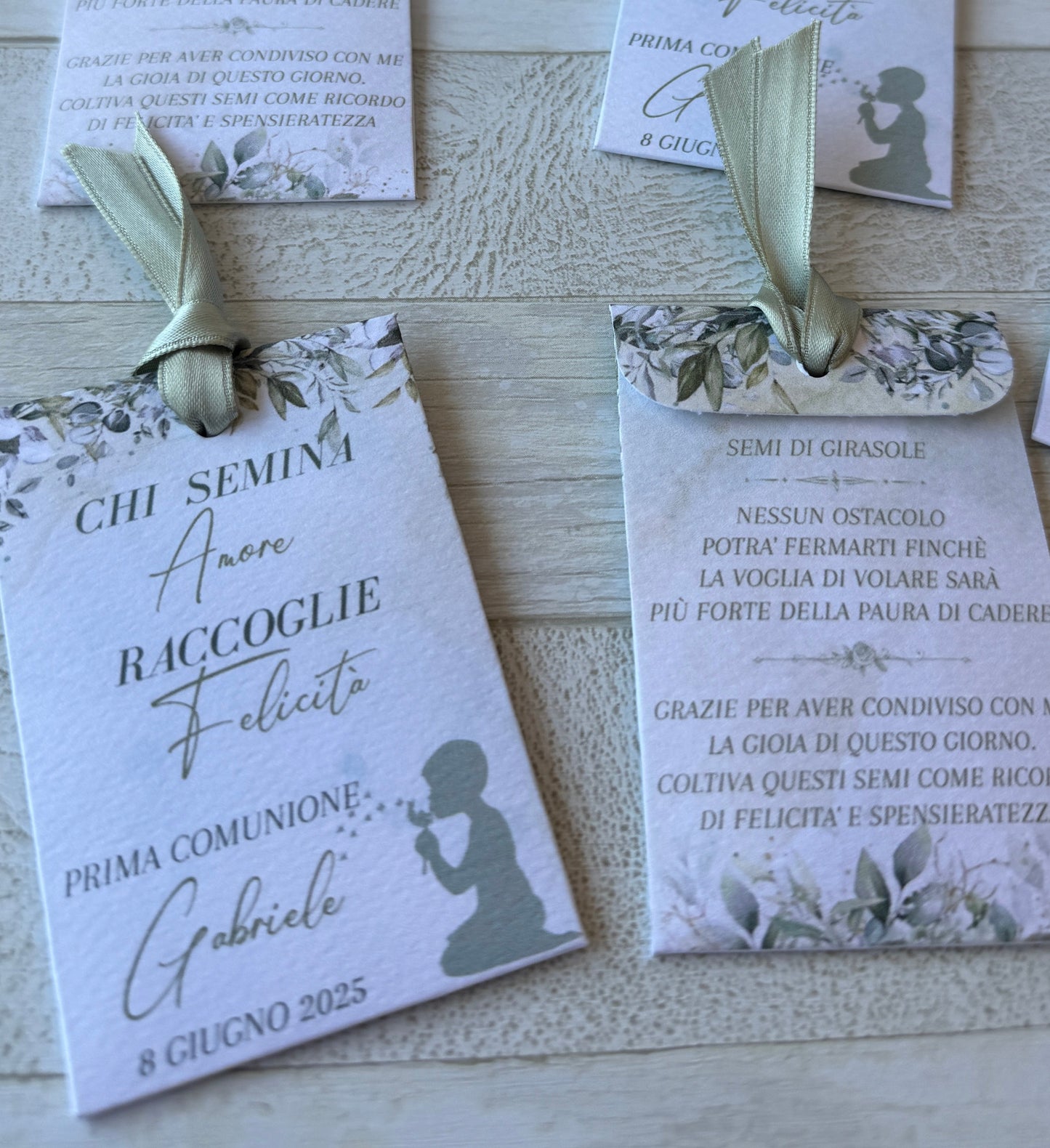 Segnaposto Comunione e Cresima – Bustina Semi Girasole o Lavanda personalizzata