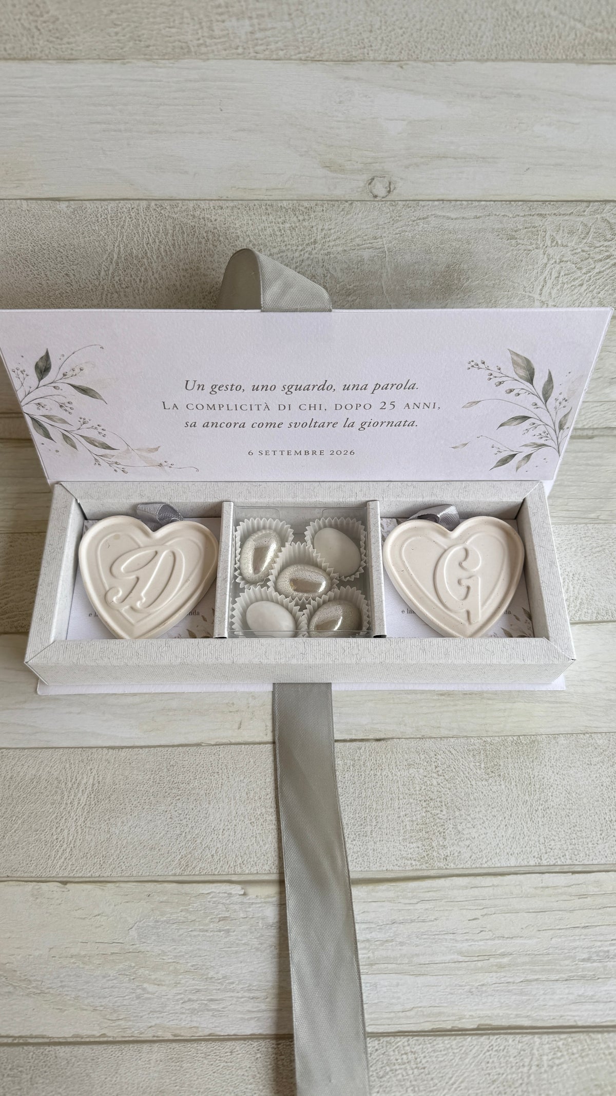 Bomboniera Nozze con Cuore in Gesso Profumato - Cofanetto a Libro