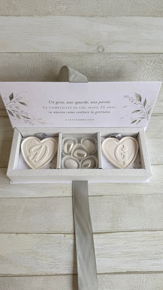 Bomboniera Nozze con Cuore in Gesso Profumato - Cofanetto a Libro