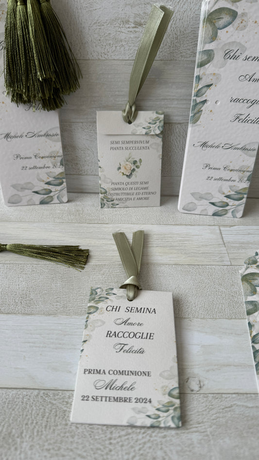 Segnaposto seminabile in bustina personalizzata Comunione-Cresima