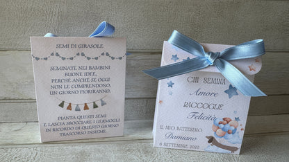 Porta confetti Battesimo – Bustina Semi “Prato Fiorito” Aperta ai Lati