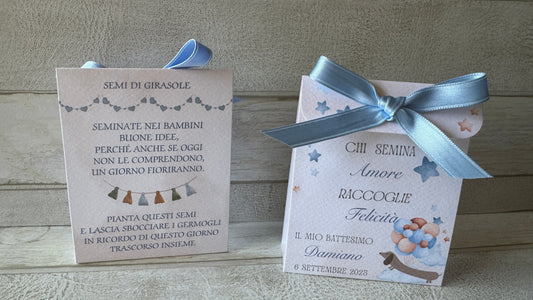 Porta confetti Battesimo – Bustina Semi “Prato Fiorito” Aperta ai Lati