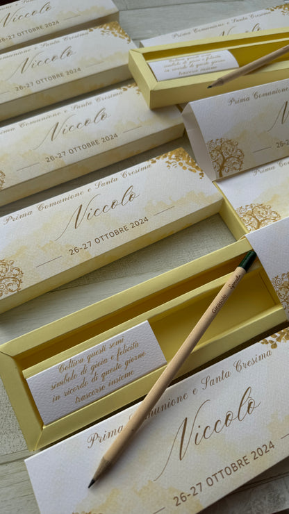 Cofanetto regalo personalizzato per Comunione-Cresima con Matita Seminabile