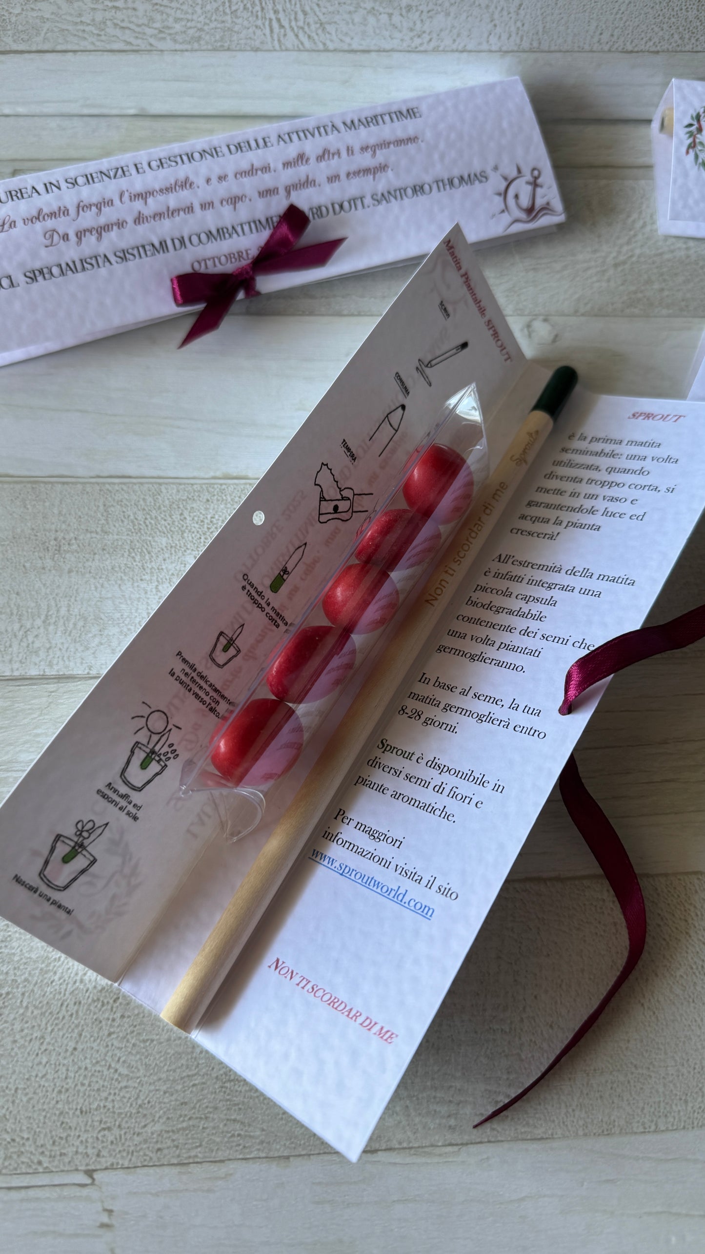 Bomboniera Laurea – Astuccio Pieghevole con Matita Seminabile