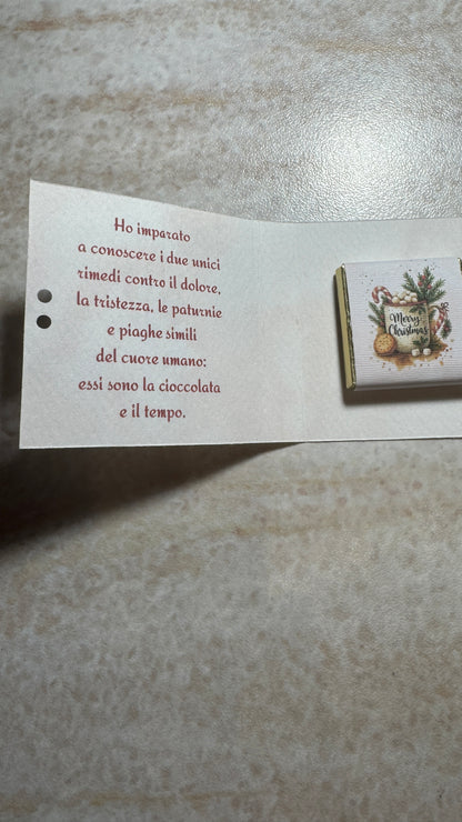 Cioccolatini Natale - Mini Libretto con Cioccolatino Personalizzato