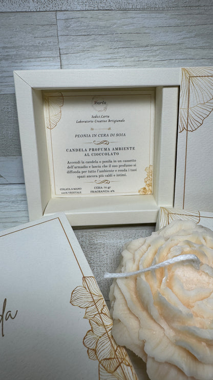 Bomboniera Laurea con Peonia Profumata in Cera di Soia – Cofanetto a Scorrimento