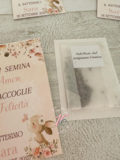 Segnaposto Battesimo – Bustina Semi "Prato Fiorito" Personalizzata