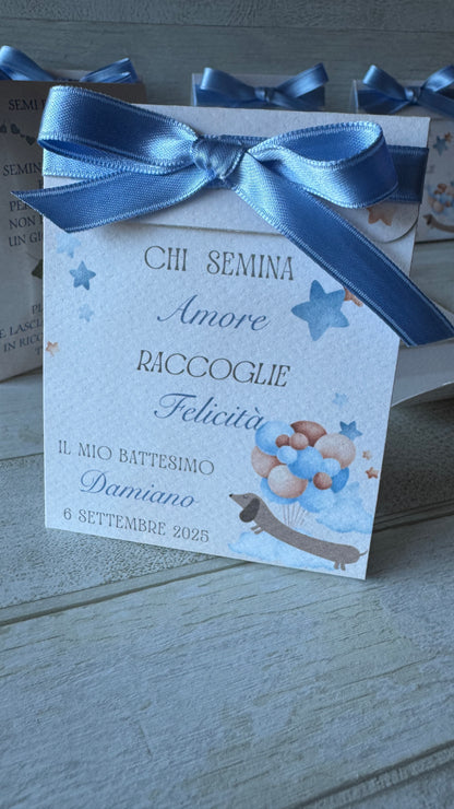 Porta confetti Battesimo – Bustina Semi “Prato Fiorito” Aperta ai Lati