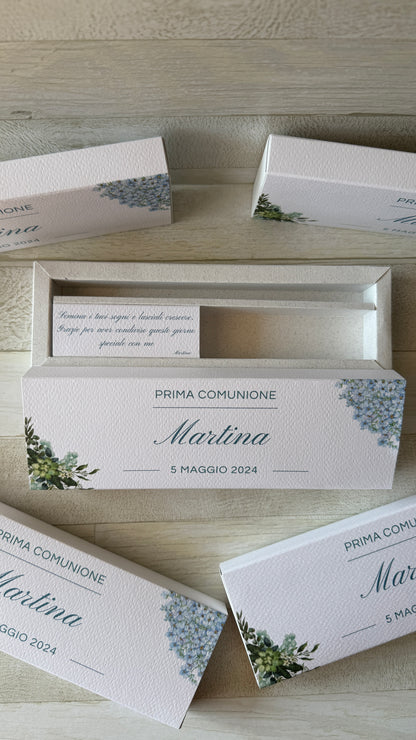 Cofanetto regalo personalizzato per Comunione-Cresima porta matita o penna