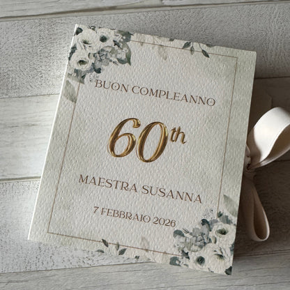 Bomboniera Compleanno con Cuore in Gesso Profumato e Cioccolatini - Cofanetto a Libro